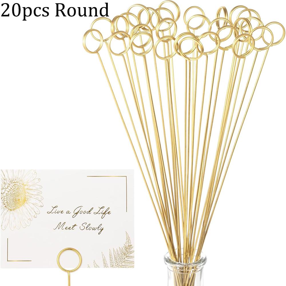 20/40Pcs Floral Card Holder Picks Metal Wire Place Card Holder Picture Holders Photo Stick Clip Floral Picks para festa de casamento