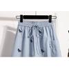 DIMANAF 2026 Spring Summer Plus Size Women Skirt Pants Elastic Waist Oversize Loose Casual Shorts Cotton Print Plaid
