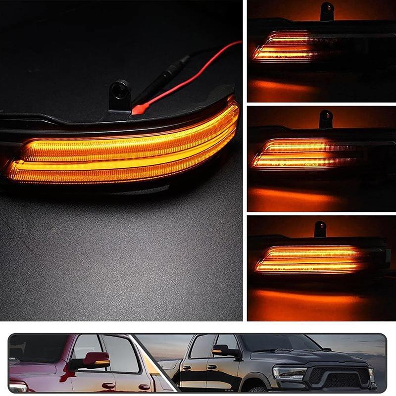 2Pcs Side Rearview Mirror LED Turn Signal Lights Car Accessories Sequential Dynamic Indicator Lamps For Dodge Ram 1500 2019-2024