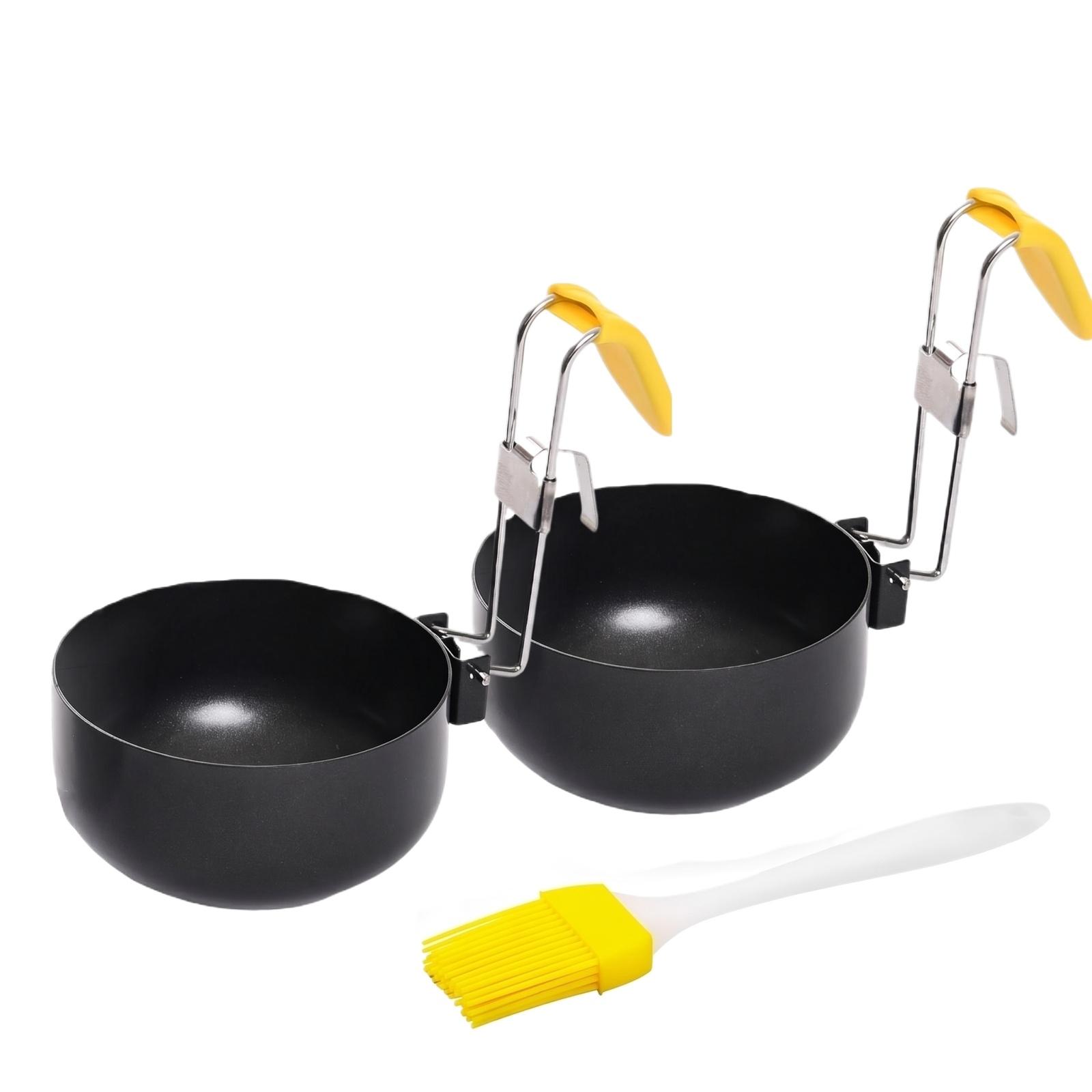 

Foldable Nonstick Egg Poacher with Handle for Home Kitchen Use Round Shape Silicone Egg Cooker with Heat Resistant Brush Included One Size
