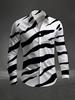 Zebra Pattern Long Sleeve Shirt, Trendy Button-Down for Fashionable Casual Wear