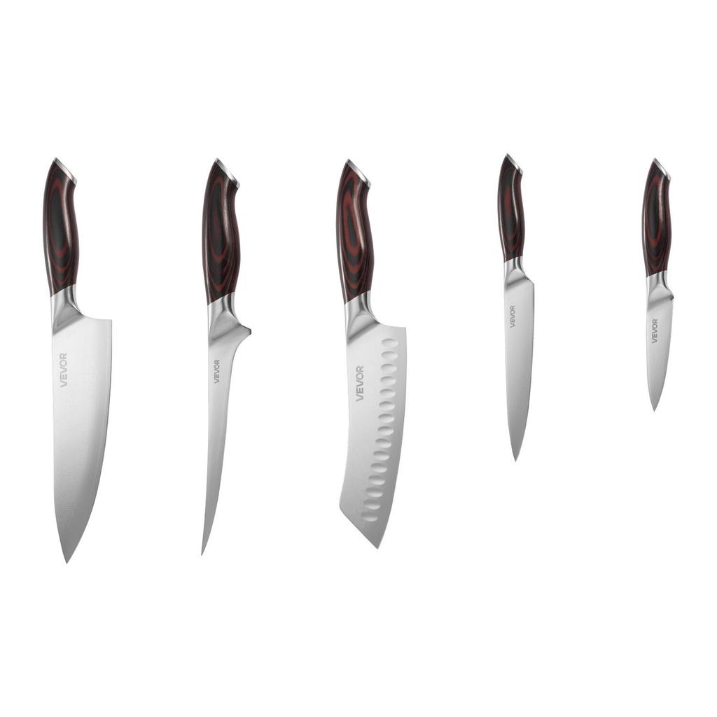Kitchen Knife Set, 5 Piece High Carbon Stainless Steel Sharp Knife Set, Durable and Rust-Resistant, Professional Kitchen Cutlery with Ergonomic