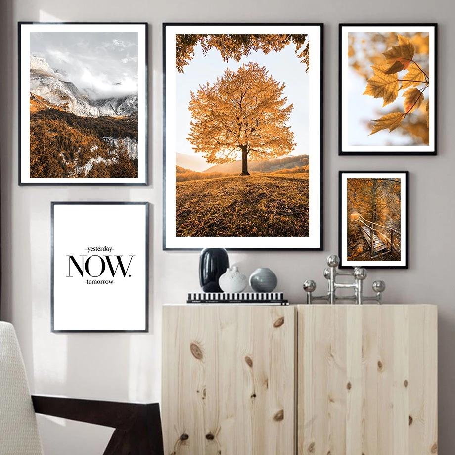 Maple Leaf Canvas Picture Paintings for Living Room Frameless Wall Art Prints Moutain Landscape Posters Modern Home Deocr No Frame