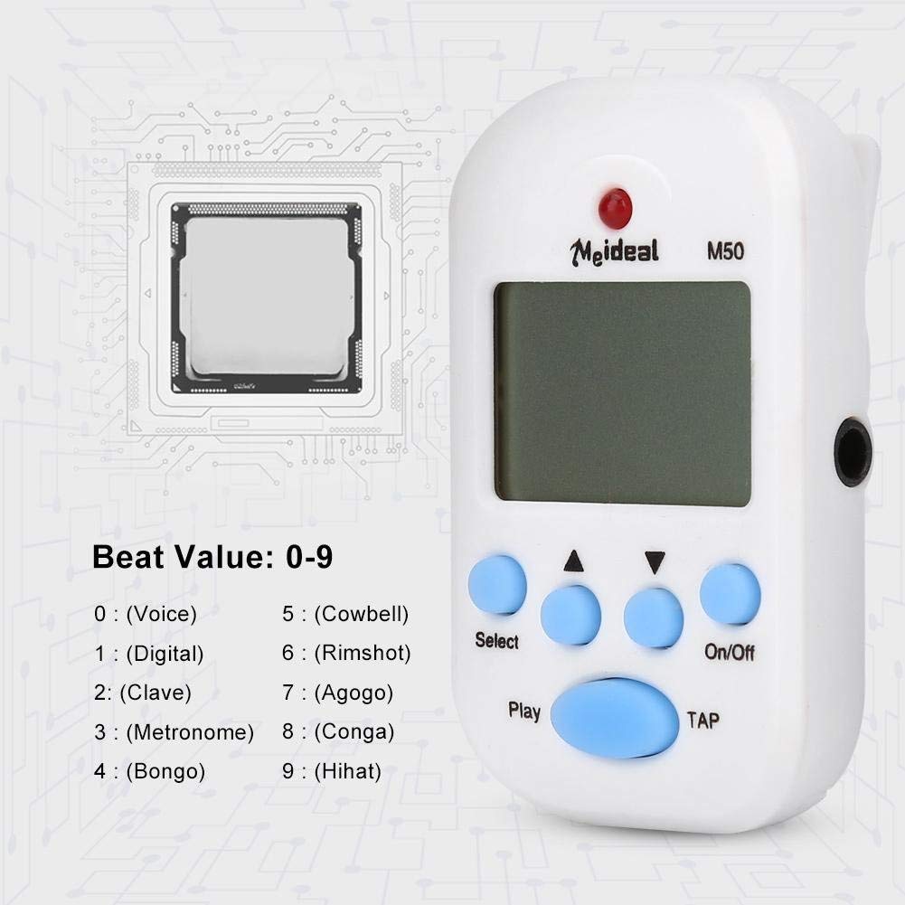 Meideal M50 Electronic Mini Digital Beat High X X Universal for Musical 5 Colors Available Metronome, Tempo, 30-280 Bpm, 0-9 Values, Volume, Clip-on,