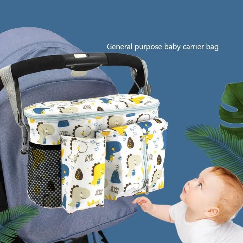 Large Capacity Baby Stroller Storage Bag-Nylon Portable Hanging Pendant Cartoon Animal Multi-functional for Bottles Tissues Kids