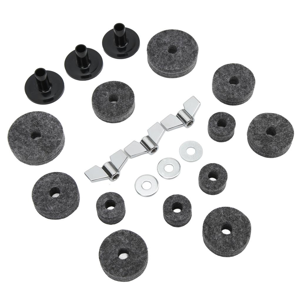 21Pcs Cymbal Replacement Accessories Felts Sleeves Wing Nuts Washers for Hi Hat Clutch CupGrey