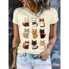 Funny Cat Pattern Women's T-Shirt Cute Animal 3D Print T-Shirts Summer Fashion Casual Street Tees Short Sleeves Round Neck Tops