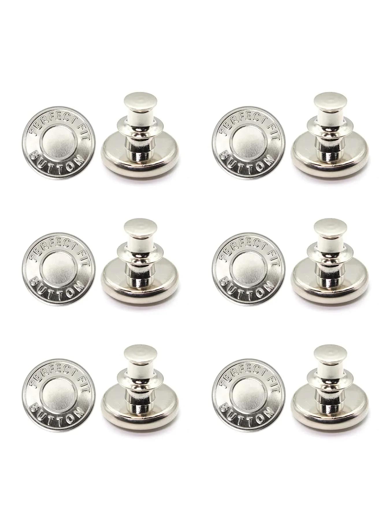 

6pcs-Adjustable detachable jeans button Sew free vintage metal button garment button accessory I-button