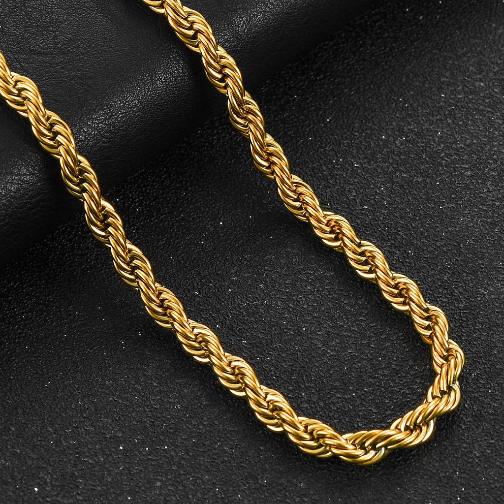 2/3/4/5/6mm Stainless Steel Twisted Rope Chain Necklace for Men Women Gold Color Plated Neck Chains Choker Metal Jewelry Gift