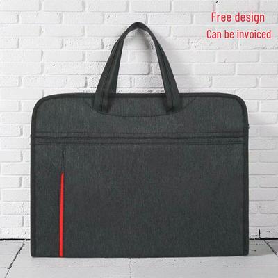 Large Capacity Oxford Business Handbag with Printed Logo - Simple Office Document Briefcase
