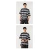 Herren Gestreiftes Lockeres Rundhals Casual Kurzarm T-Shirt