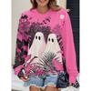 Womens Casual Hoodie With 3D Halloween Print Round Neck Lightweight Breathable Fabric