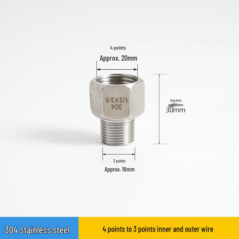 Redutor Rosqueado Vermelho de Aço Inoxidável Espessado Macho/Fêmea: Extensão de Tubo de Água de 6 para 4 Pontos, 25 para 20