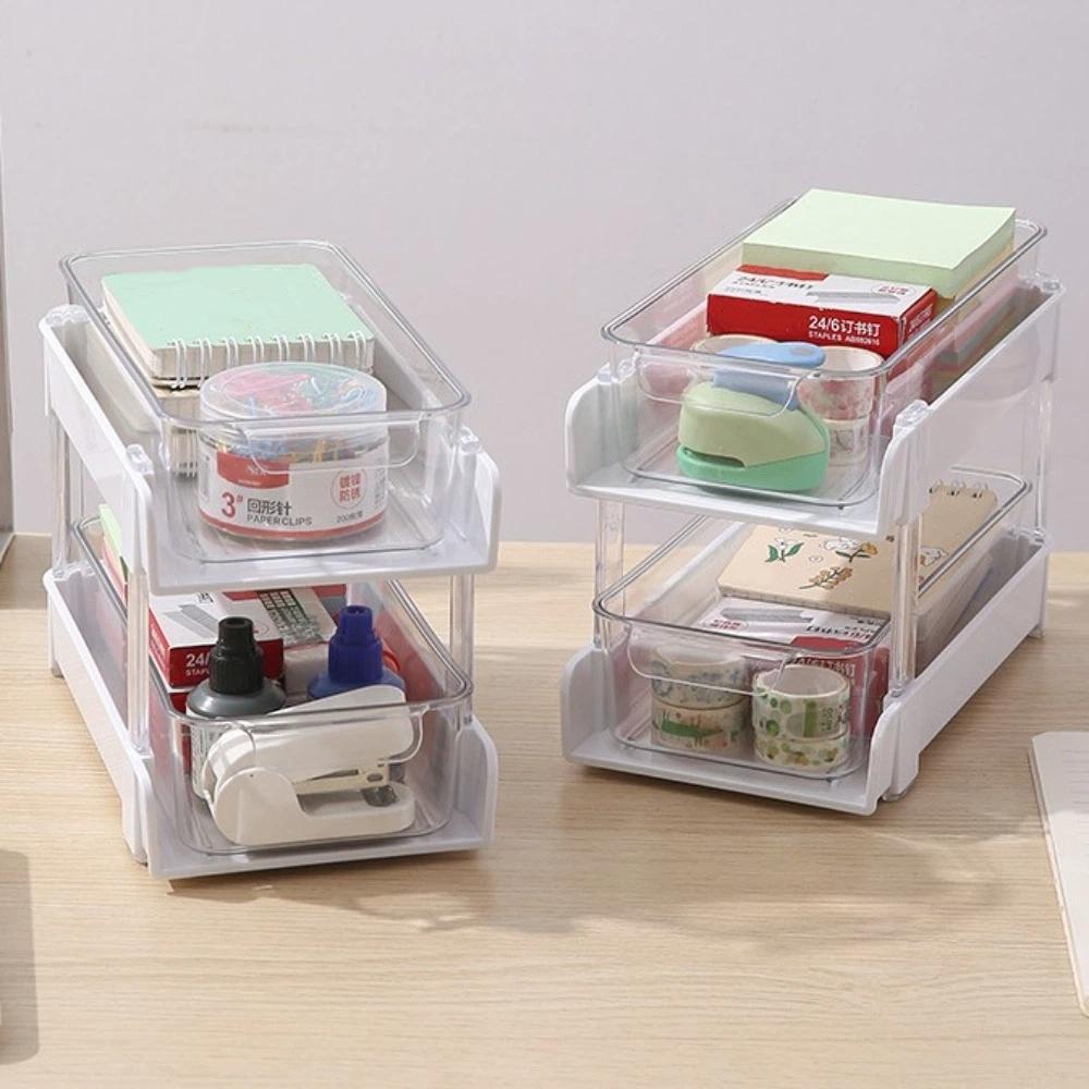 Storage Tray Desktop Storage Display Rack Removable Space Save 2 Layer Storage Shelf Stationery/Toiletries 2 Layer