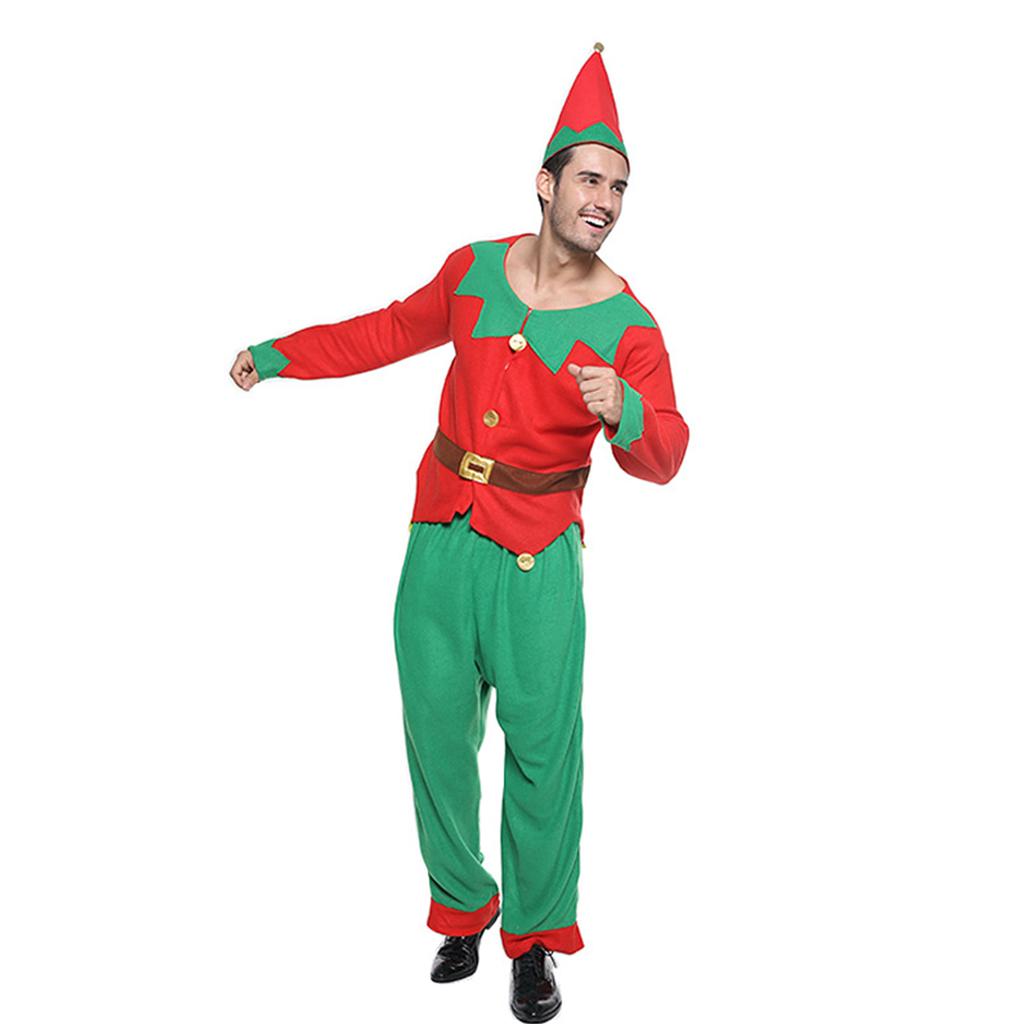 Christmas Elf Cosplay Set Including Elf Top, Trousers/Dress, Elf Hat, Children Elf Costumes, Adult Elf Cosplay Costumes