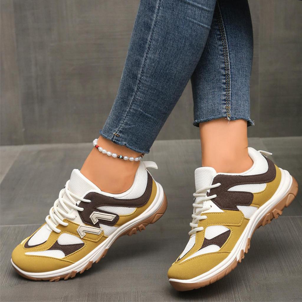 Multicolor Sneaker Comfortable Shoes Women, Large Size Autumn New Lace-Up Thick-Soled Casual And Comfortable Sports Shoes