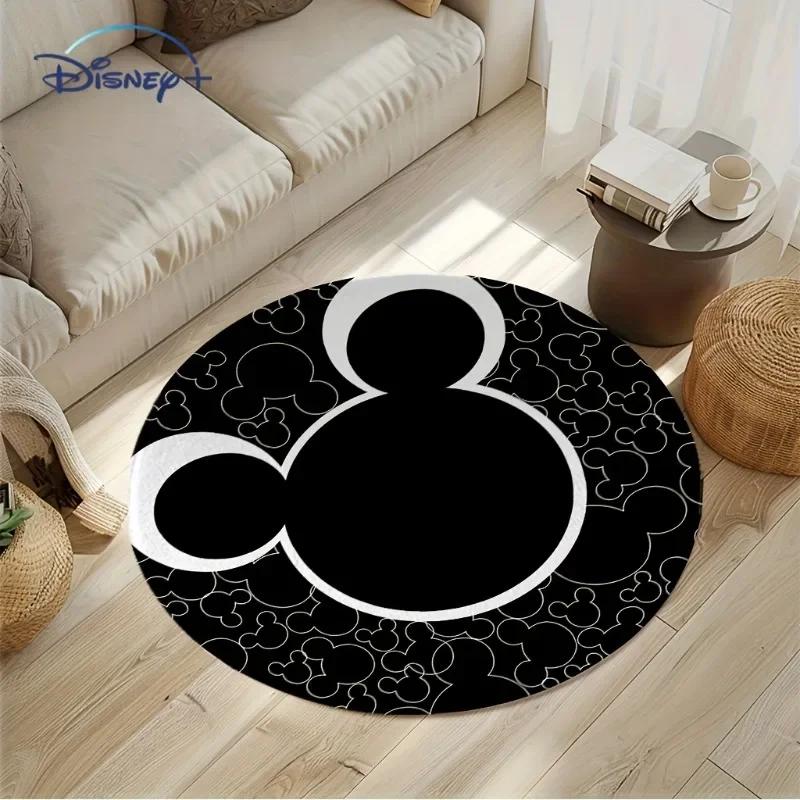 Disney Mickey Mouse Floral Round Area Mat Anti-Slip Ideal for Home Bedroom Indoor Home Mat Playful Room Item Mouse Decor