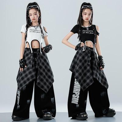 Girls' Hip Hop Jazz Dance Outfit: Crop Top & Wide-Leg Pants Set for Model Runway Performances