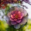 10 Inch Purple Flower Metal Wind Spinner with 360 Swivel Hook for Garden Patio Yard Outdoor Decor Christmas Thanksgiving Holiday