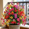 Künstliche Petunienblume für den Außenbereich 56 cm UV-beständige Fake-Büsche Kugelform Buchsbaum-Imitat Realistische Kunstblume mit Stab für Veranda Garten Hof