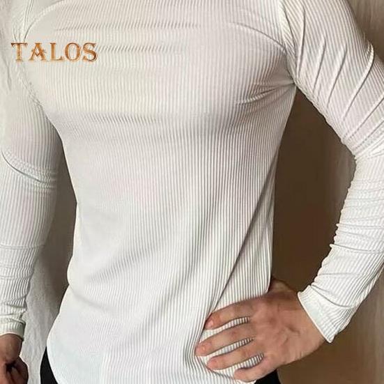 Ανδρικό Αθλητικό Τοπ Στενή Γραμμή Υψηλής Ελαστικότητας Ριγέ Υφή Στρογγυλή Λαιμόκοψη Γρήγορης Ξήρανσης Μακριά Μανίκια Στενή Γραμμή Συμπίεσης Διαμόρφωση Σιλουέτας Γυμναστήριο Τρέξιμο