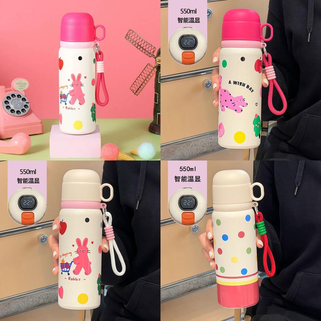 Cute Childrens Insulated Water Bottle With Smart Temperature Display For School And Travel Use