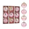 9Pcs Glitter Christmas Ball Ornaments Shatterproof 8cm Xmas Tree Hanging Decorations for Bar Pub Wedding Thanksgiving Garden