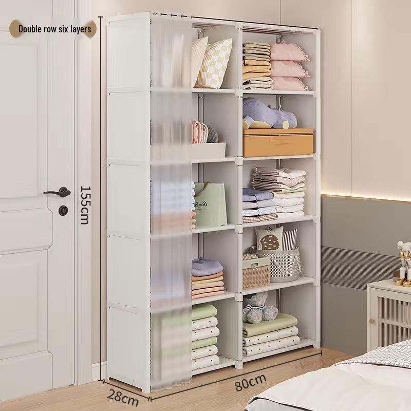 Xiyin Dustproof Wardrobe and Bookshelf Storage Cabinet Combination for Home Bedroom