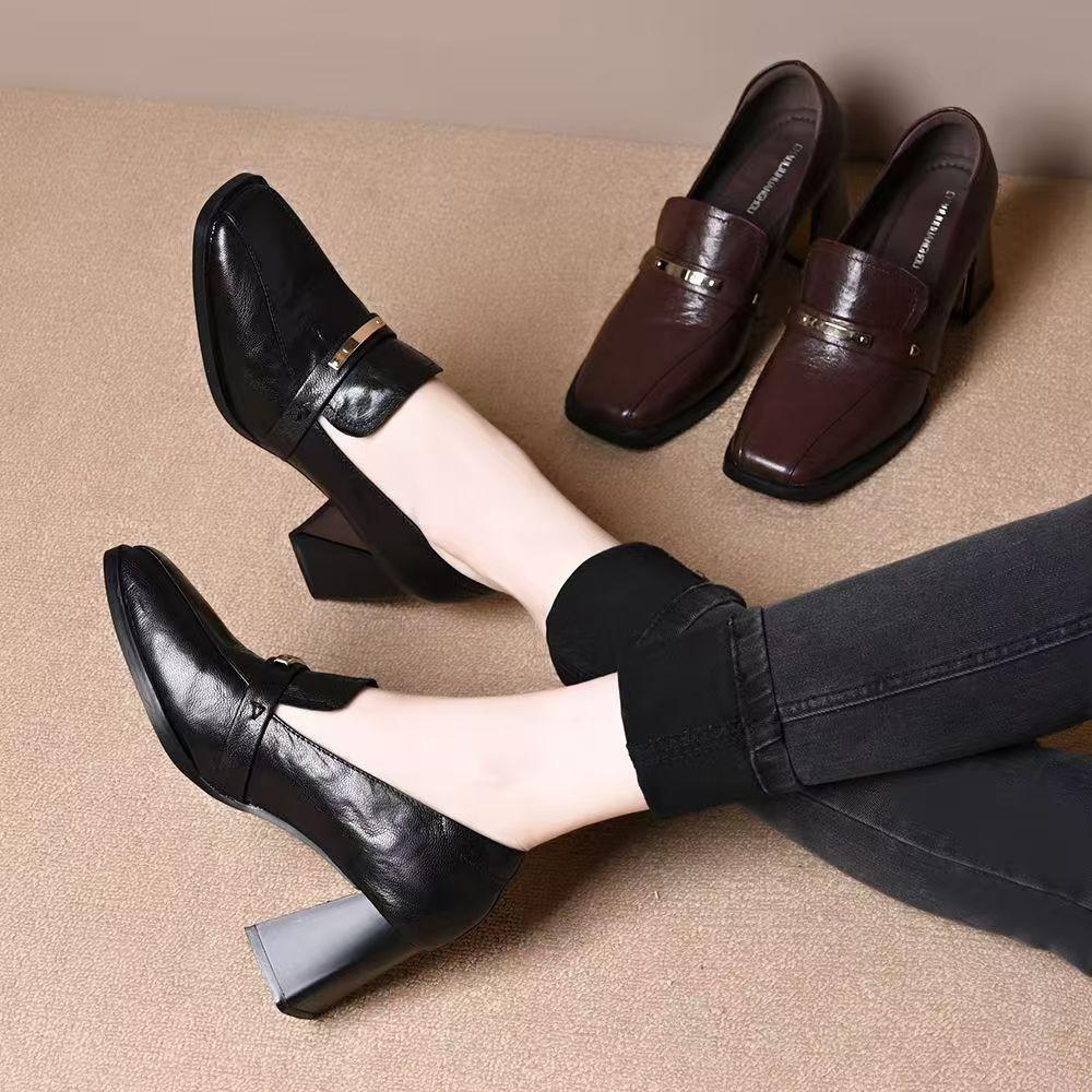 Autumn new thick heel women's shoes comfortable and simple classic fashion single shoes women