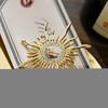 Baroque Style Sun God Brooch with Rhinestones - Fashionable Literary Pin for Coats