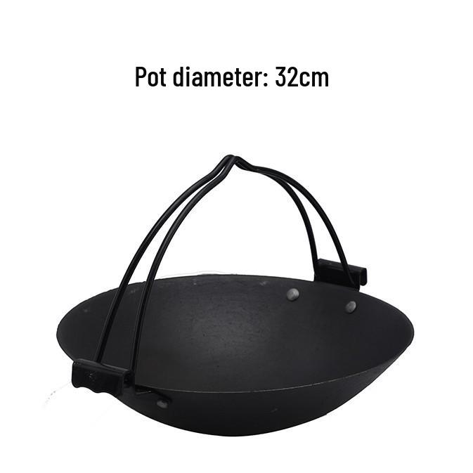 Farmhouse Traditional Cast Iron Hanging Hot Pot Tableware with Stand
