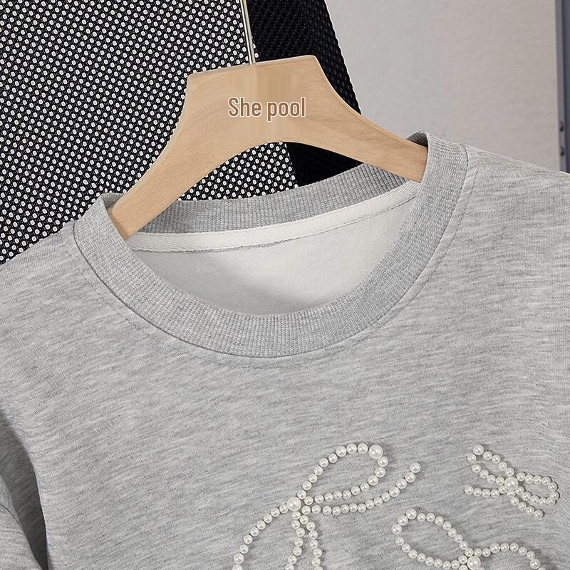 Women's Beaded Bow Round Neck Sweatshirt