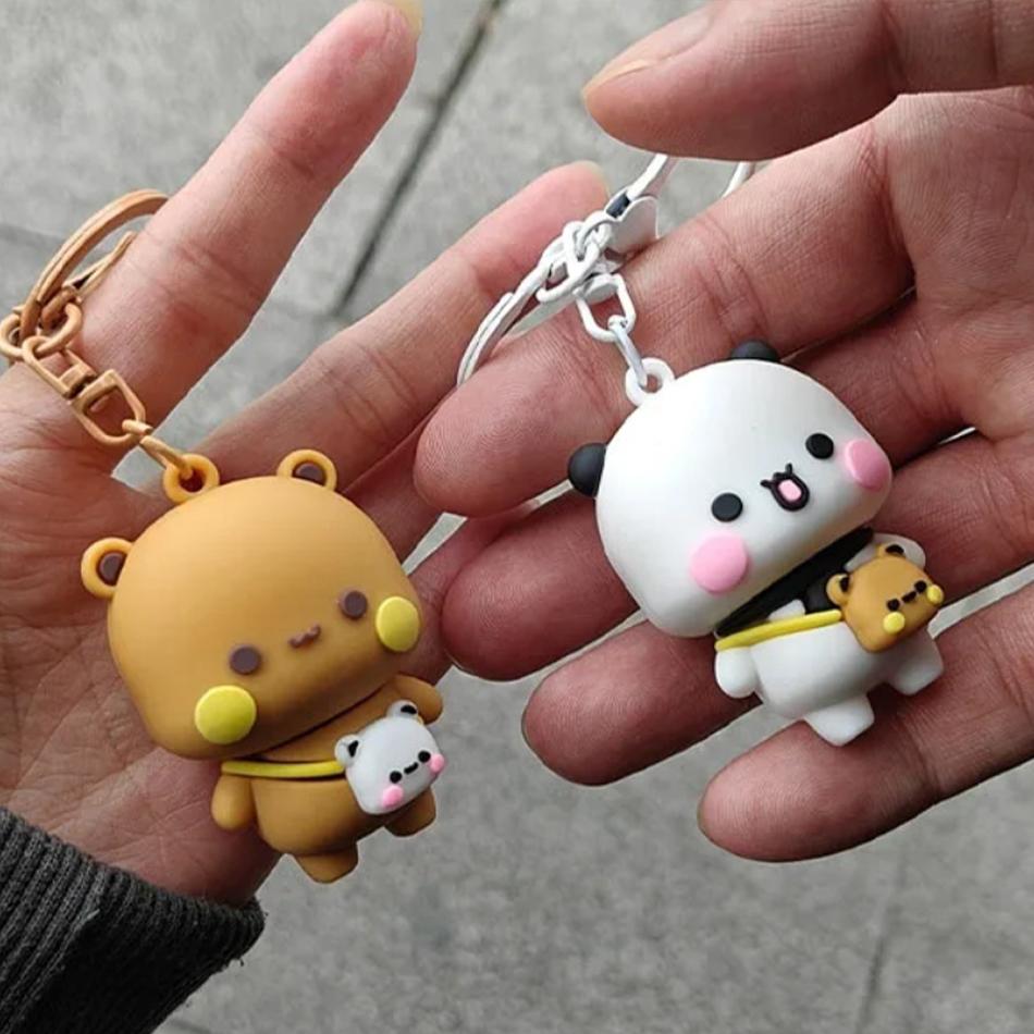 In Stock Panda Bubu And Yier Pendant Dolls Kawaii Toys Cute Cartoon Panda Bear Doll Key Chain Backpack Pendant Couple Gift