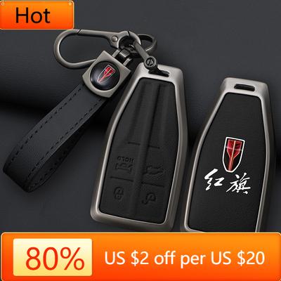 Interior Mouldings Zinc Alloy Leather Car Key Cover Case Bag for Hongqi HS5 H5 H9 HS7 H7 L5 HS3 L9 Shell Protector Keychain Acce