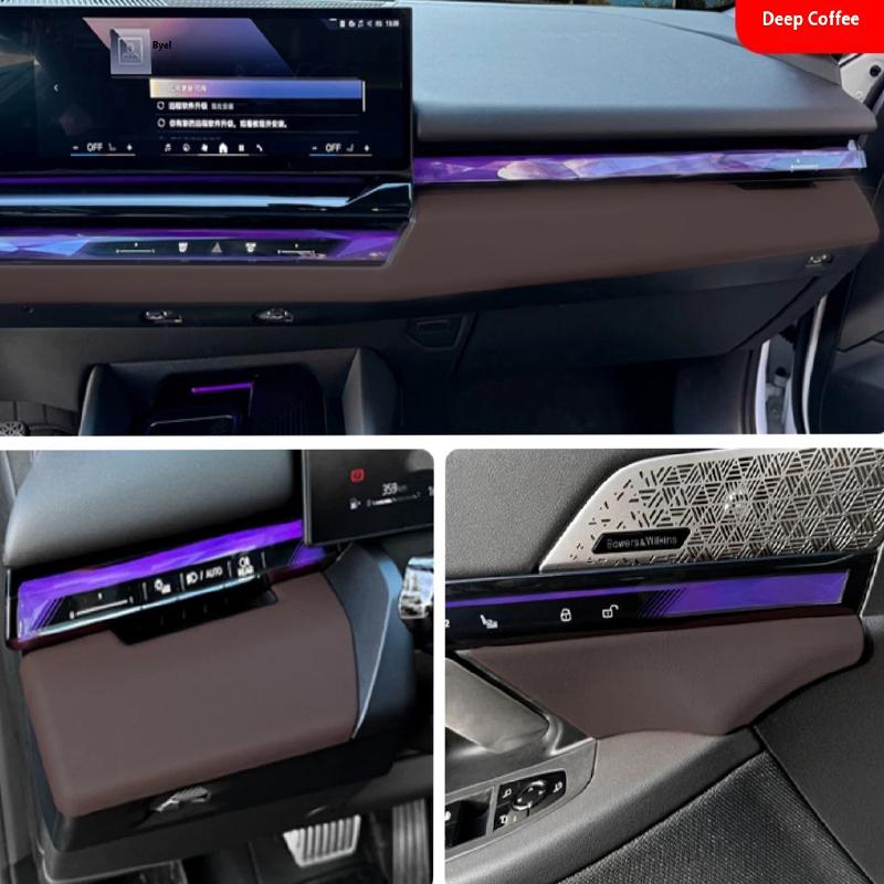 For BMW 5 Series i5G60 2024-2025 Dark coffee leather Center Control Around Trim Molding Stickers Interior Decoration Accessories