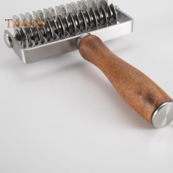 Stalowa kratka do ciasta na pizzę z drewnianym uchwytem, do robienia wzorów siatki na ciasteczka, ciasta, torty