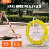 VEVOR Fish Tape Fiberglass, 150.3 M, 8.0 Mm, Duct Rodder Fishtape Wire Puller, Cable Running Rod with Steel Reel Stand, 3 Pulling Heads