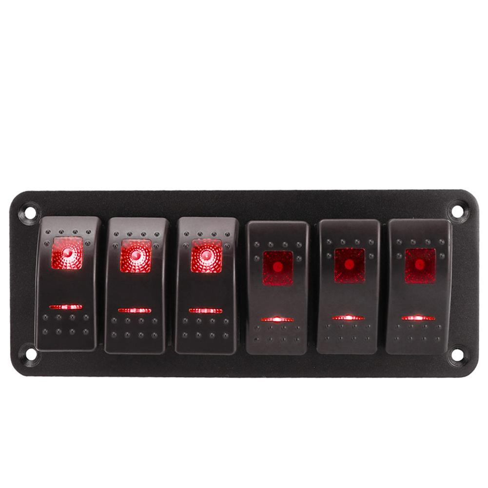 Marine 2/3/4/5/6/ 8 Group Rocker Switch Panel 5-pin Toggle Switch for 12V/24V Cars ATV Trailers with Red Green Indicator Light