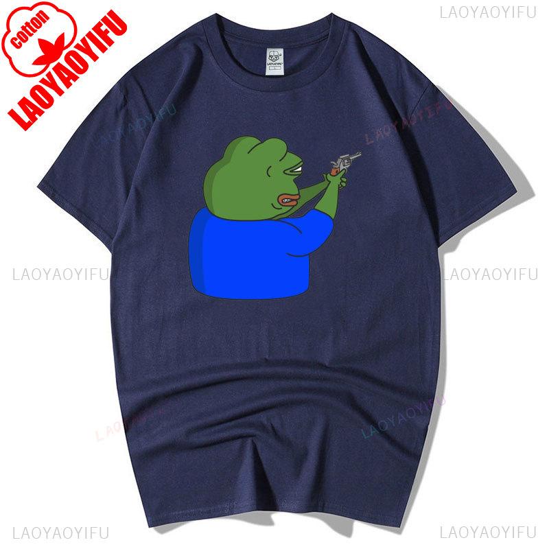 Sad Frog PEPE Funny Graphic T Shirts Summer Clothes for Man High Quality Cotton Short-sleev Tee-shirts Humor Camisetas Hombre