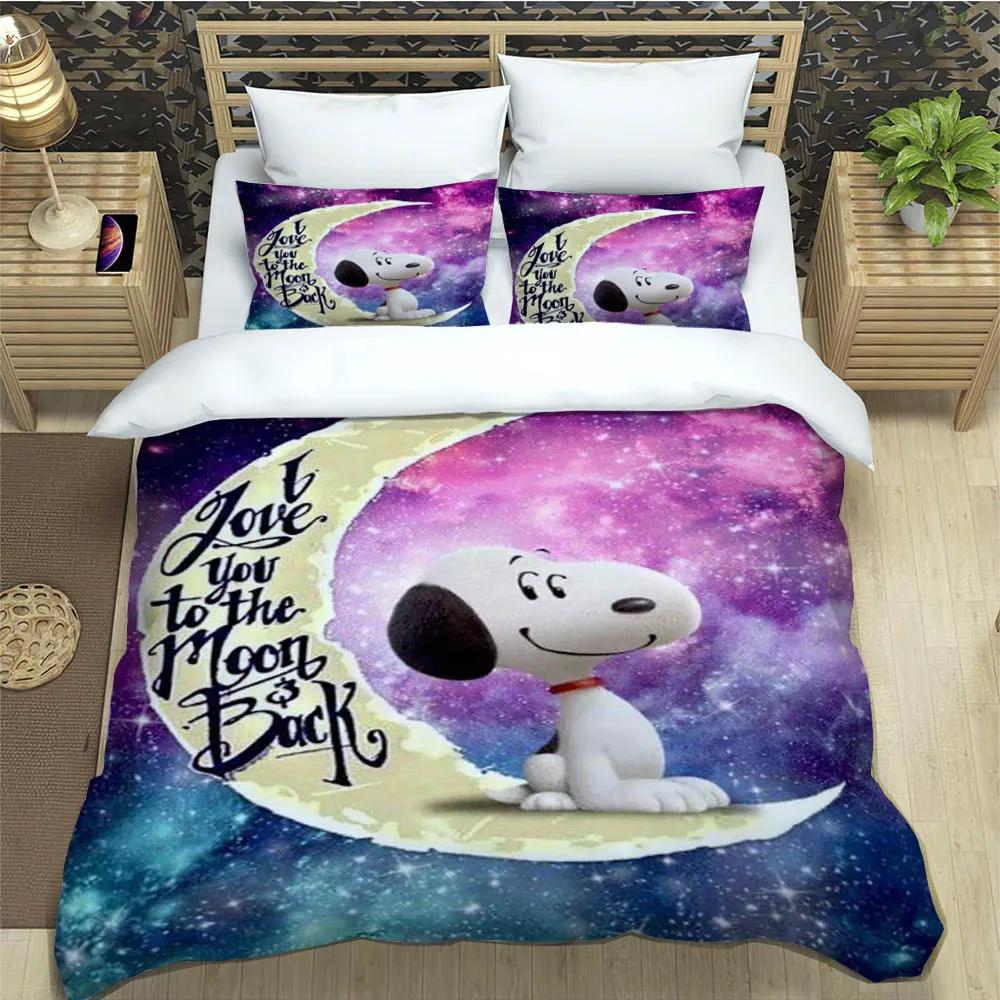 Cute Cartoon Snoopy Bedding Sets Exquisite Bed Supplies Set Duvet Cover Bed Comforter Set Bedding Set Luxury Birthday Gift