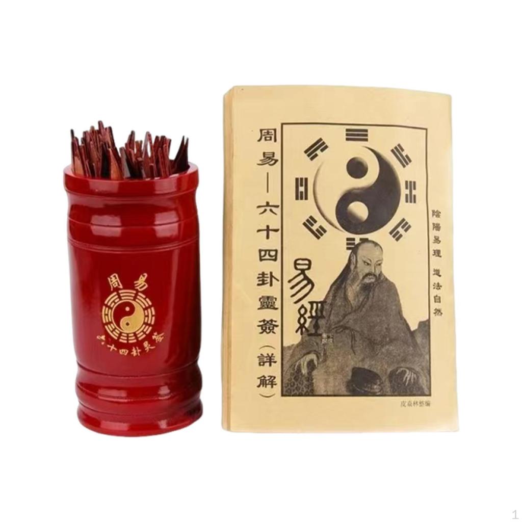 I Ching Divination Kit Book Traditional Fortune Telling Game Portable Sticks