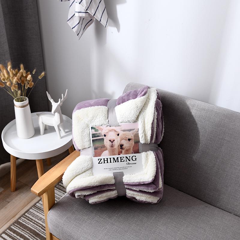 New Lamb Fleece Blanket - Solid Color, Double-Layer, Thickened Flannel for Children