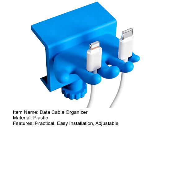 Data Cable Storage Clip Cord Organizer Holder with Adjustable Desk Clamp Cable Management Wire Holder for Home Office Desk Use