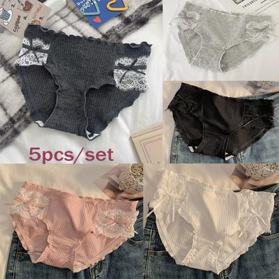 5 Stück/Los Süße Unterhosen Mode Doppelseitige Schleife Mädchen Unterwäsche Damen Dessous Japanische Niedliche Dessous Damen Slips
