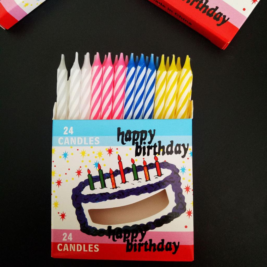 Color Box Packaging Colorful Spiral Birthday Candles with Window Paper Box for Cake Decoration Threaded Birthday Candles Without Base