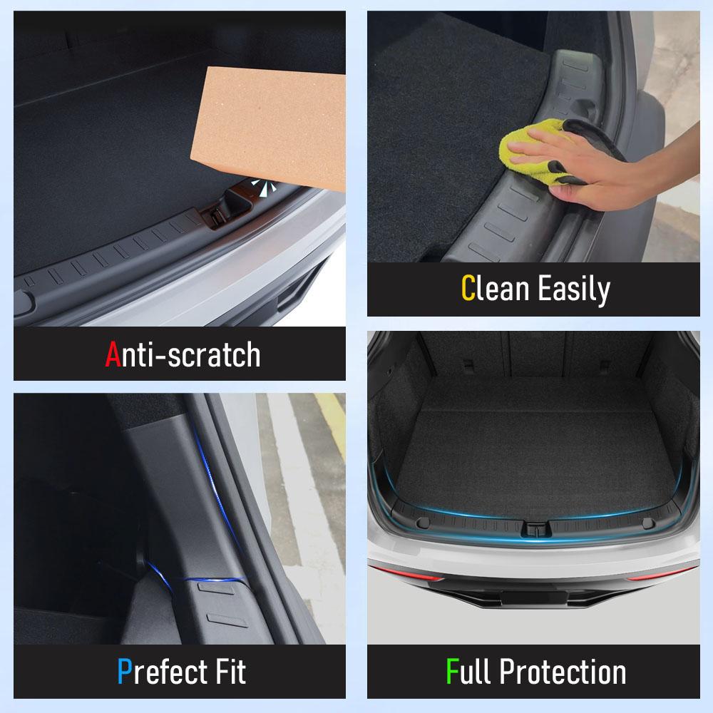 USVOTOV For Tesla Model Y Juniper Rear Bumper Guard 2025 2026 Accessories 3D Trunk Door Sill Protector Cover Cargo TPE Mat Liner