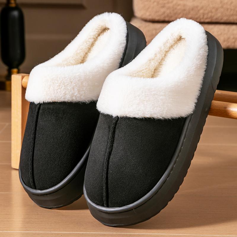 Memory foam slippers women suede platform EVA sole warm home shoes winter non-slip comfortable