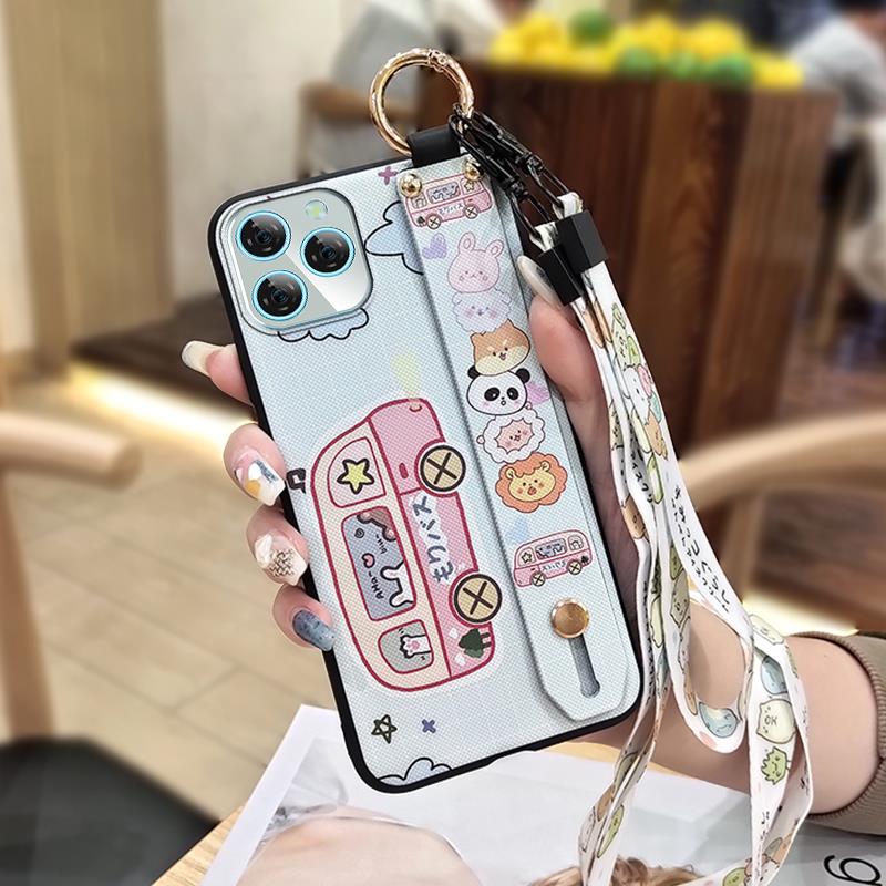 Ring Lanyard Phone Case For Blackview A95 Waterproof Silicone Anti-dust Wristband Cartoon Back Cover Durable Shockproof