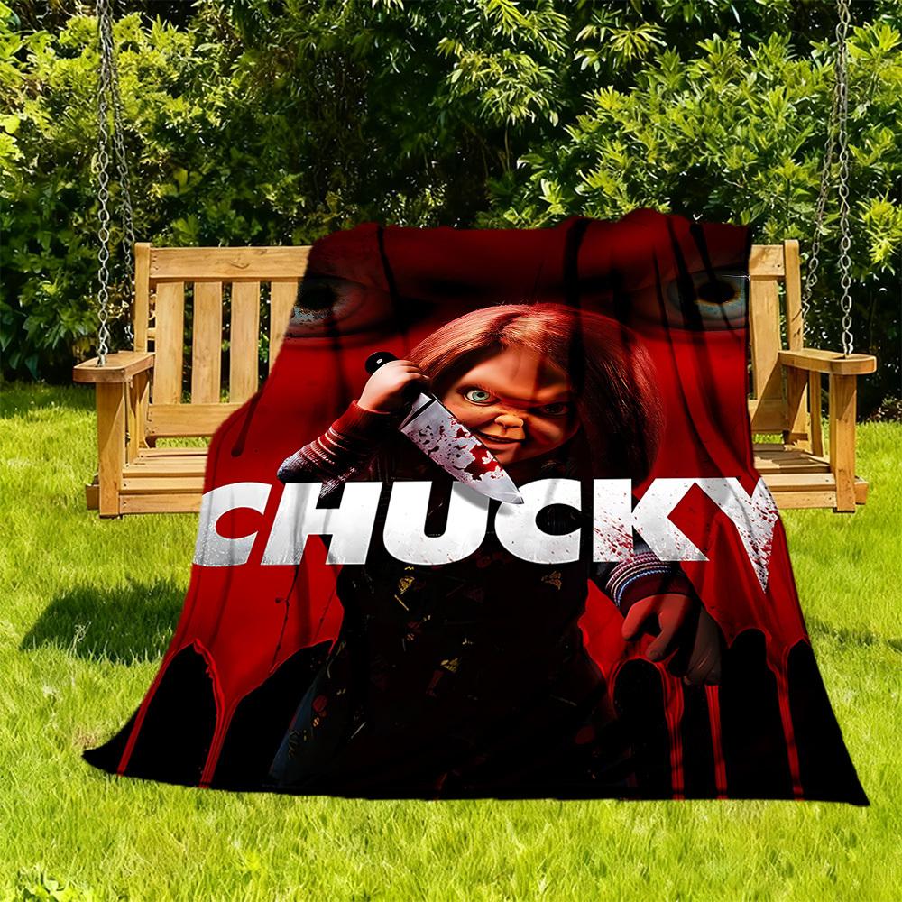 1pc Chucky Outdoor Blanket Lightweight Flannel, Soft & Warm, All Season Use for Sofa, Outdoor, Camping, Living Room, Office, Chair
