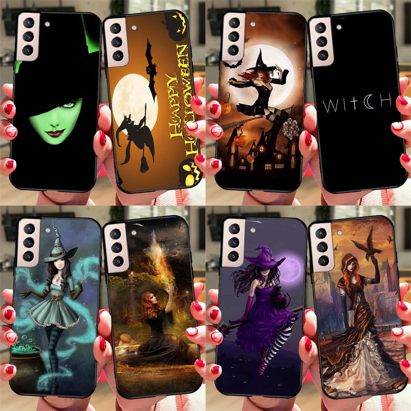 Halloween Moon Witch Horror Case For Samsung Galaxy S22 Ultra S8 S9 S10 Note 10 Plus Note 20 S21 Ultra S20 FE Cover